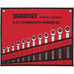 12 Piece Ratcheting Combination Spanner Set (Tool Roll)